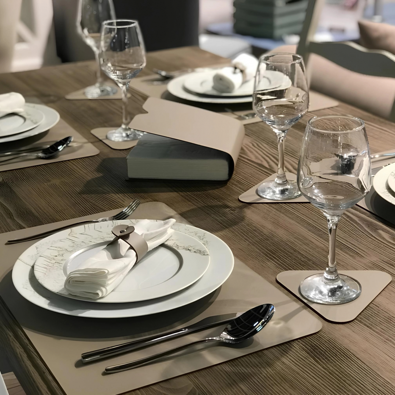 Плейсмат прямоугольный двусторонний 52х38 см капучино-шоколад, кожа ADJ 1002.04/06.TS16