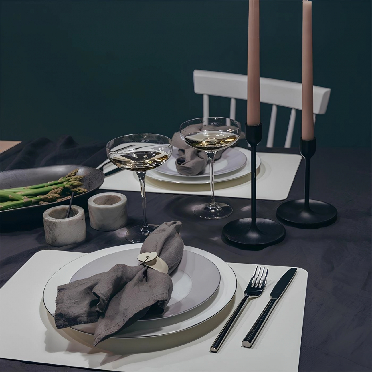 Плейсмат прямоугольный двусторонний 52х38 см белый-панна кота, кожа – 2