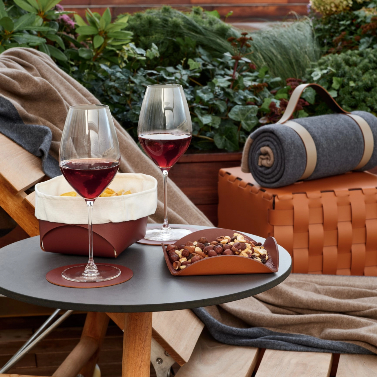 Корзина для хлеба FLORA 20х20 бордо, кожа – 2