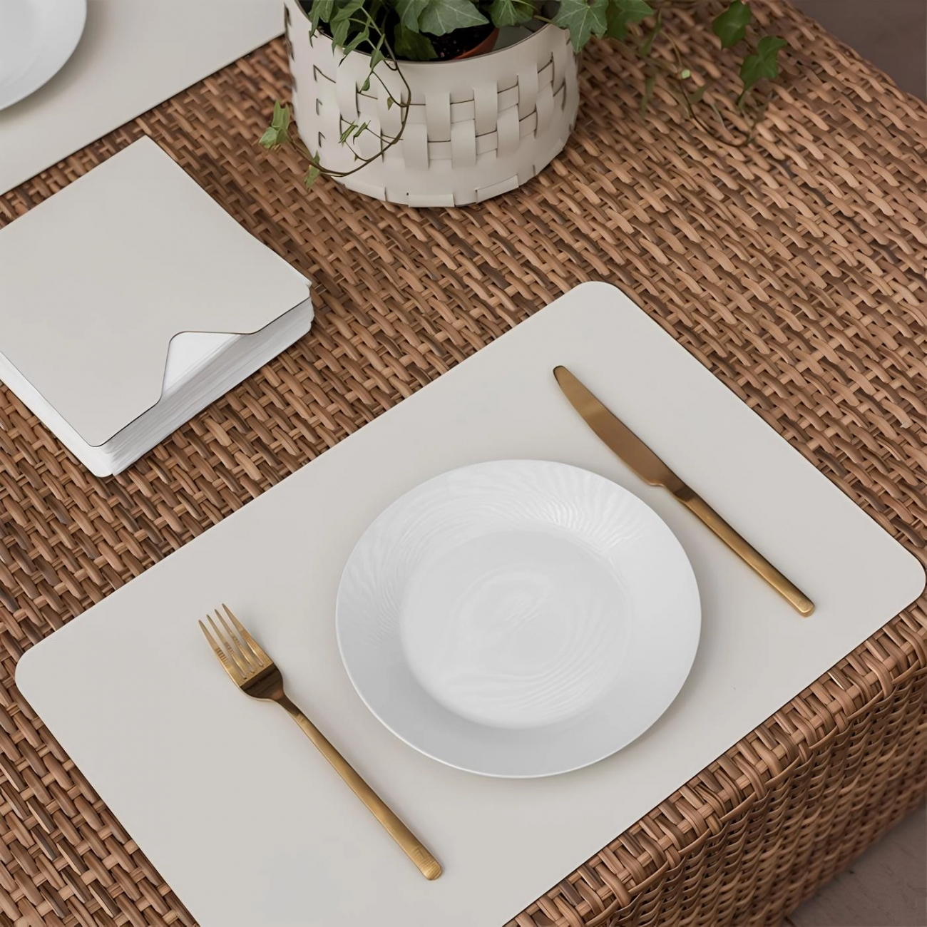 Салфетница WIND 13x13 белая, кожа – 2