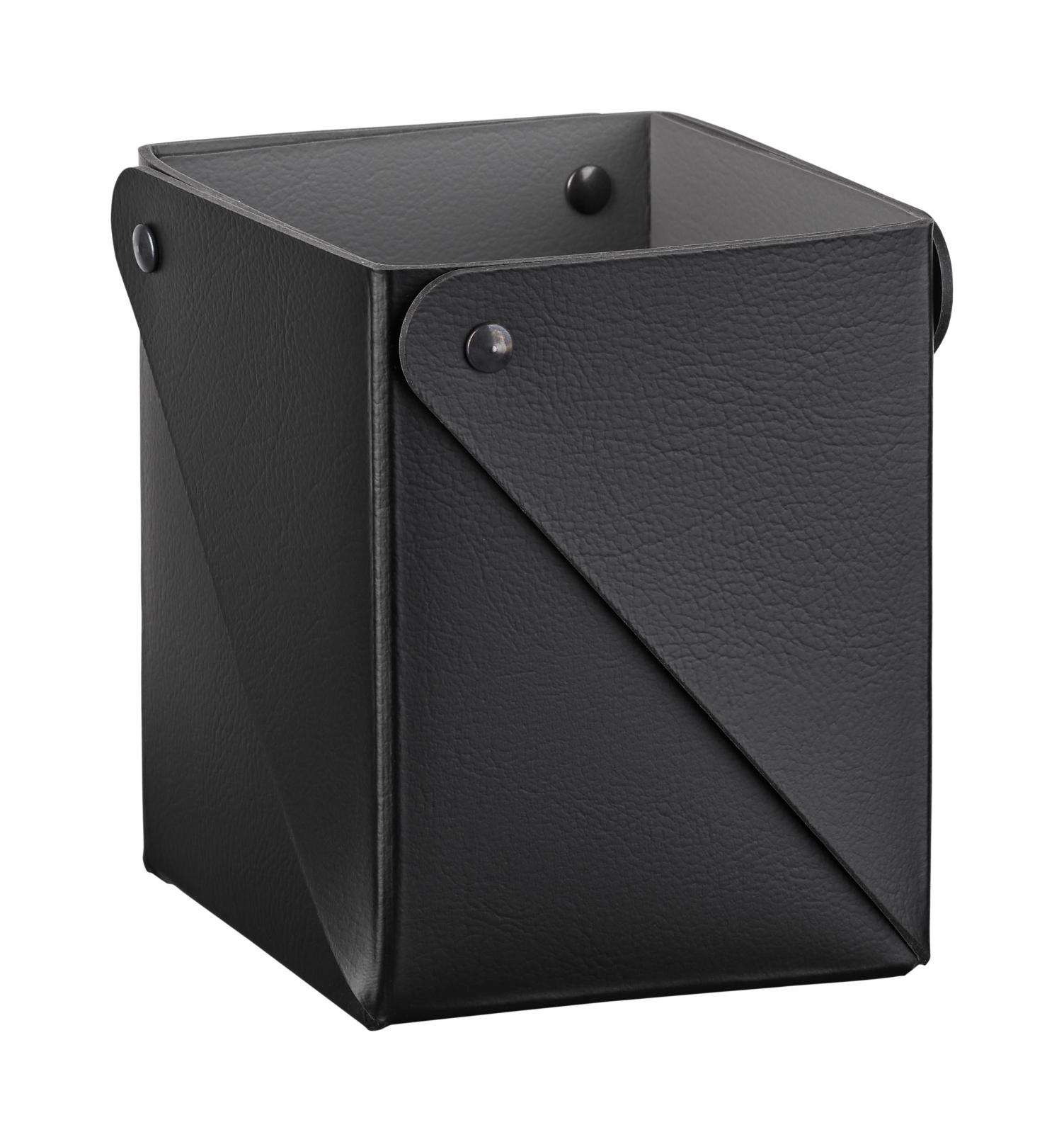 Стакан для канцелярии 8x8 чёрный, кожа