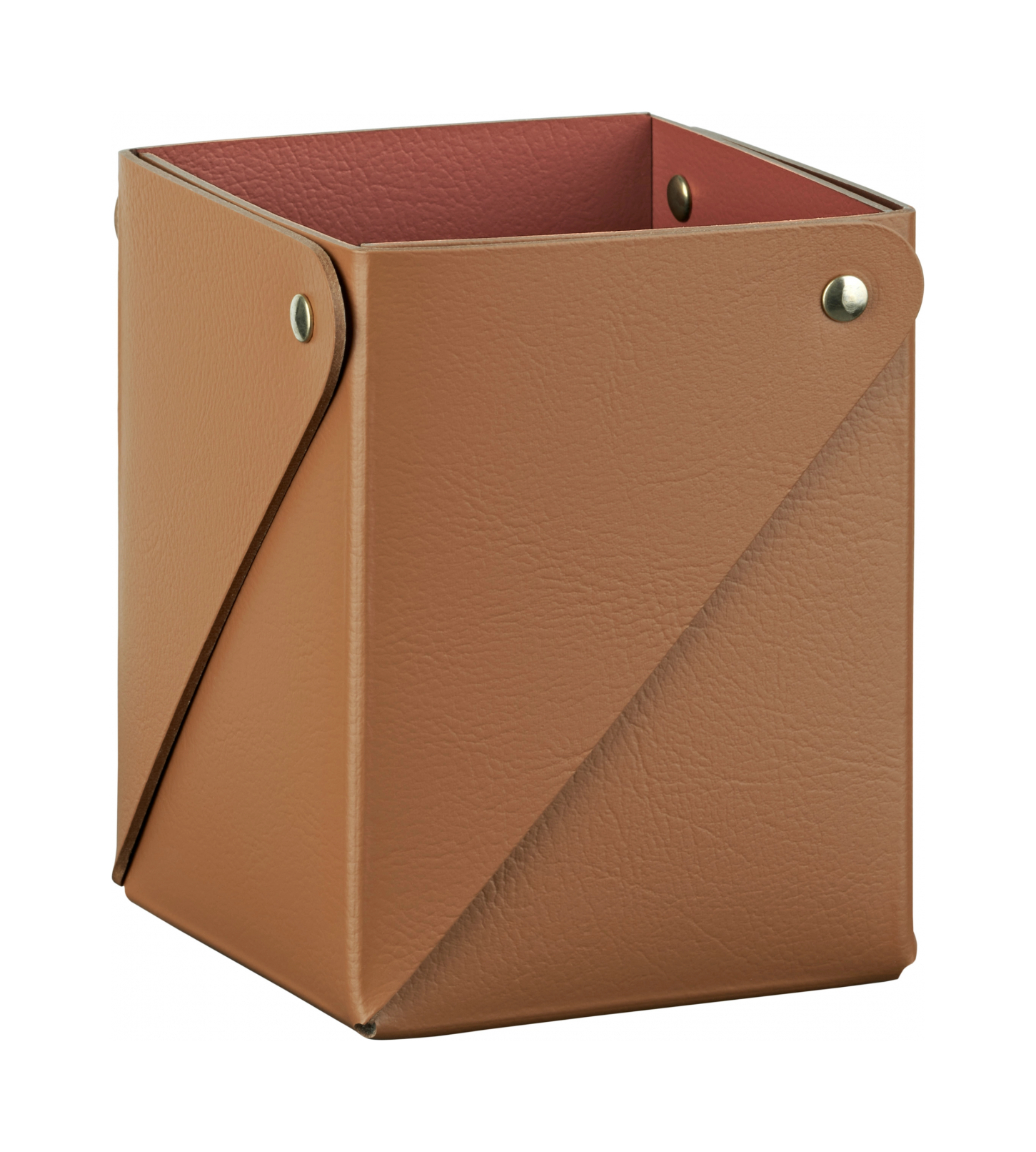 Стакан для канцелярии 8x8 коньяк, кожа