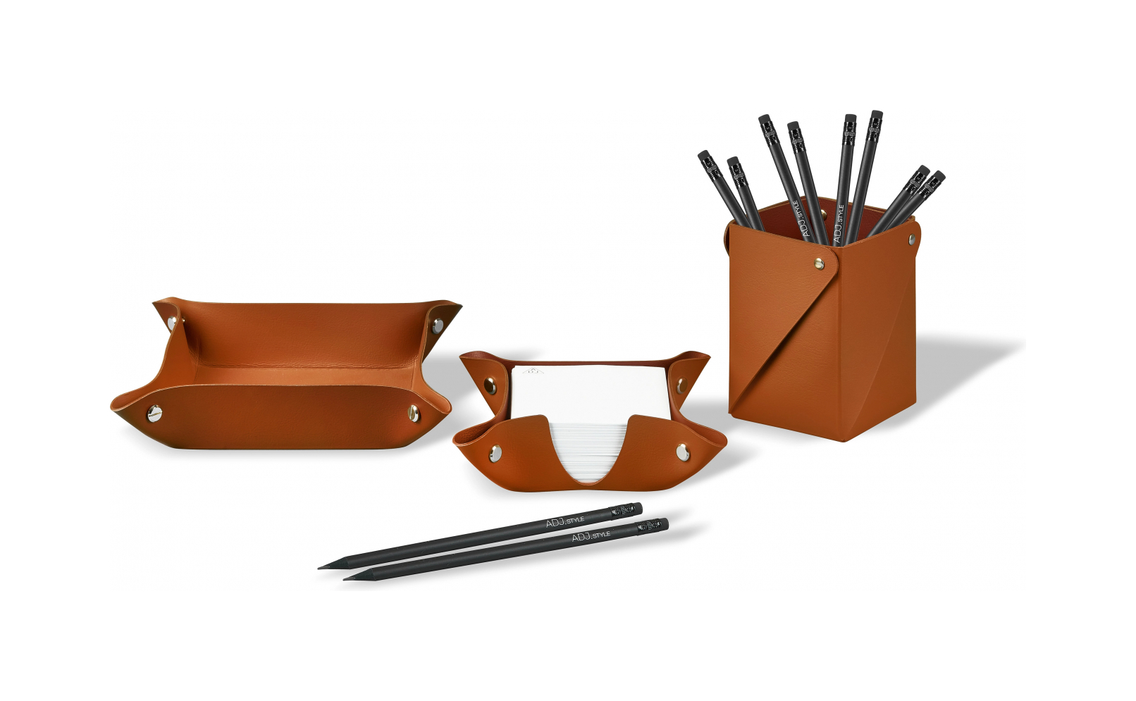 Стакан для канцелярии 8x8 коньяк, кожа ADJ 0104.09.TS16