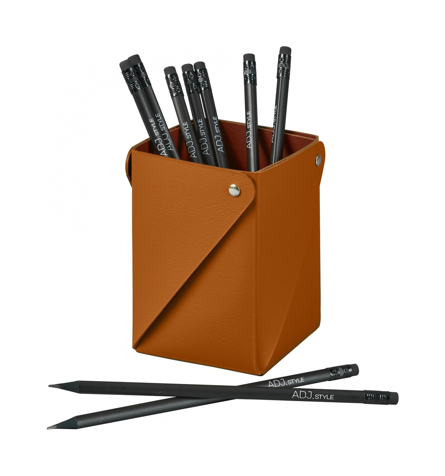 Стакан для канцелярии 8x8 коньяк, кожа ADJ 0104.09.TS16