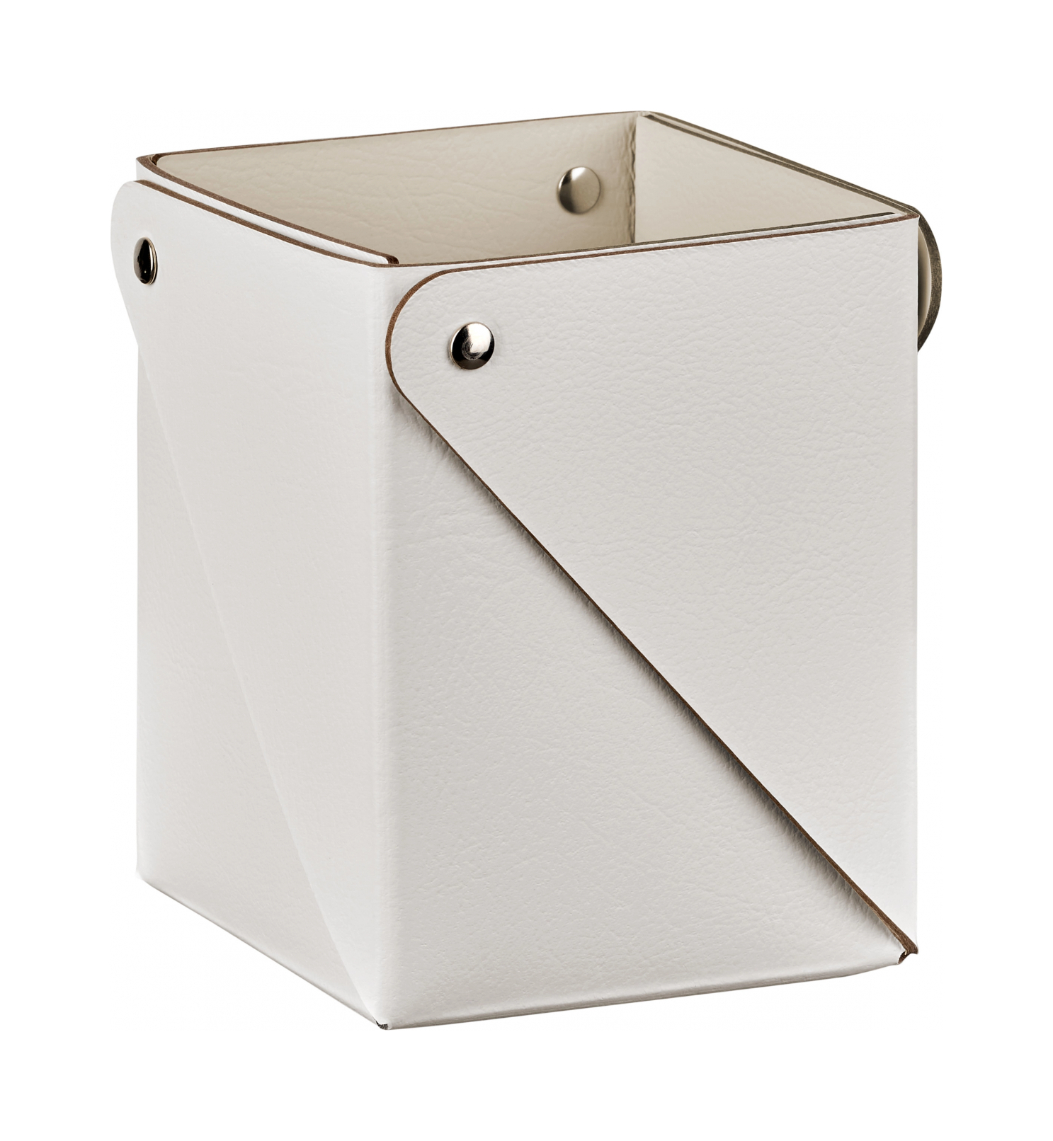 Стакан для канцелярии 8x8 белый, кожа