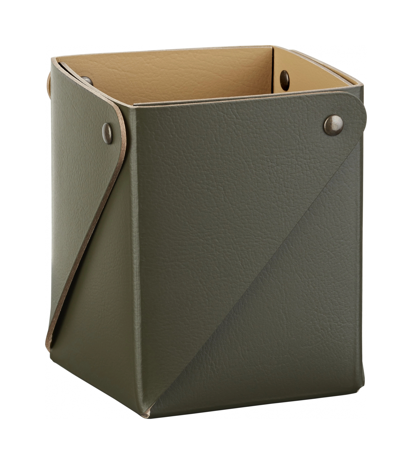 Стакан для канцелярии 8x8 олива, кожа