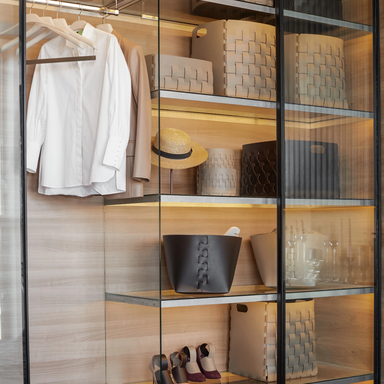 Корзина BOTTEGA круглая 12 см капучино, кожа ADJ 1512.04.TS16