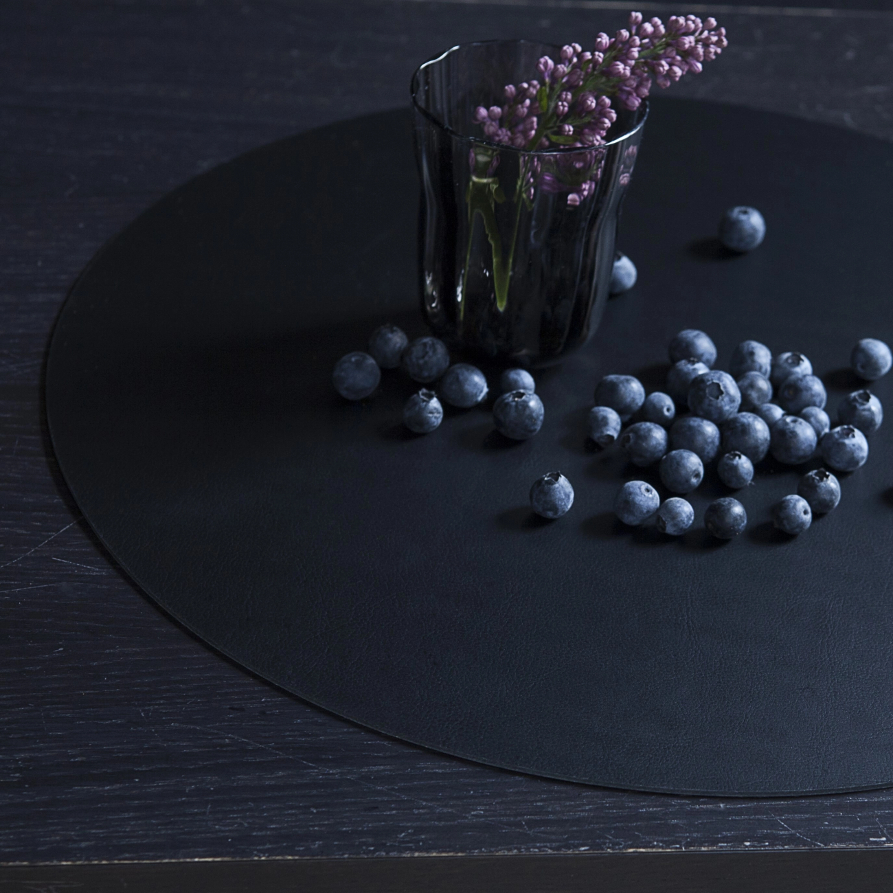 Плейсмат круглый двусторонний 30 см чёрный-серый, кожа ADJ 0005.01/03.TS16