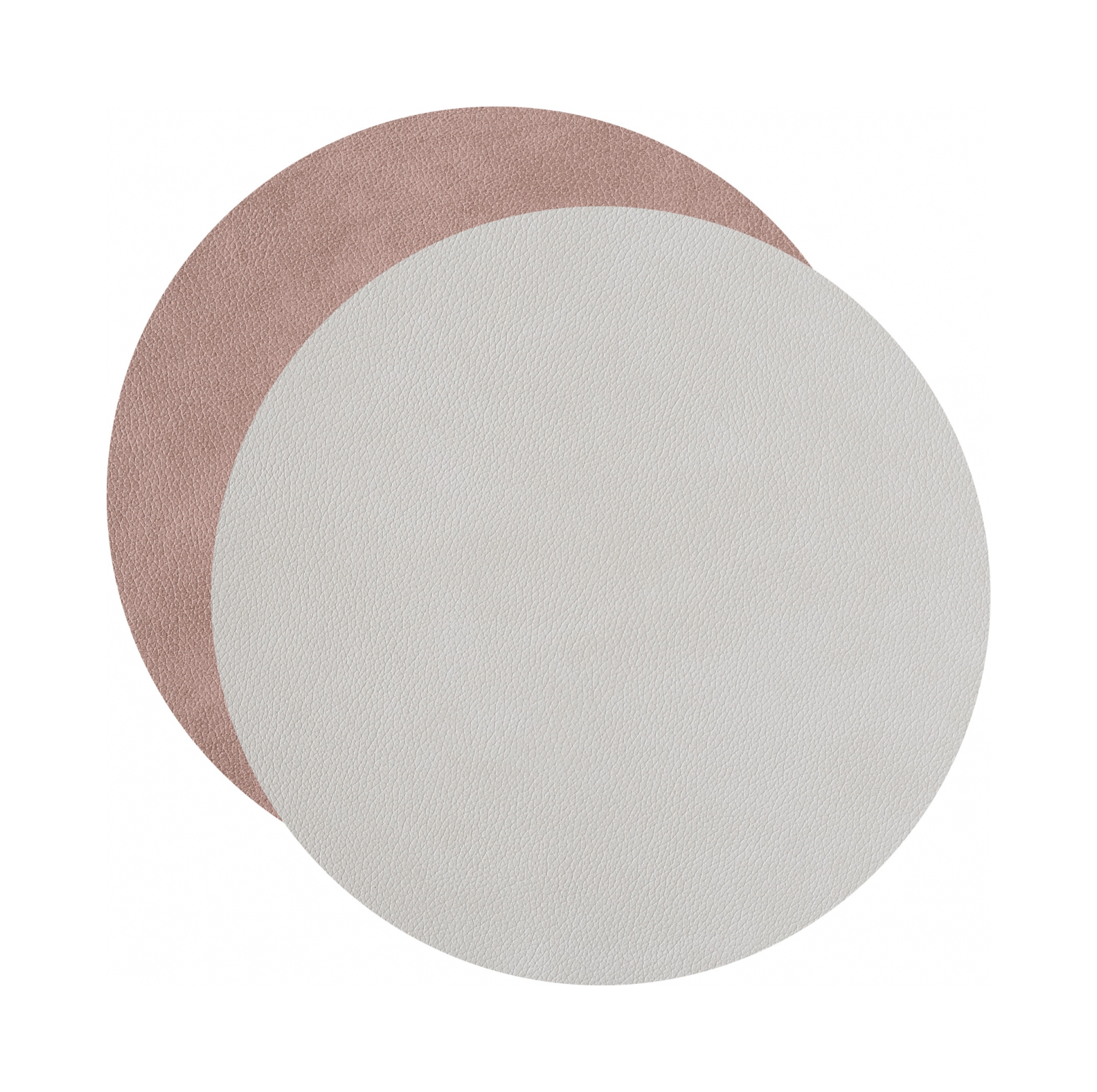 Плейсмат круглый двусторонний 30 см устричный-пепельная роза, кожа