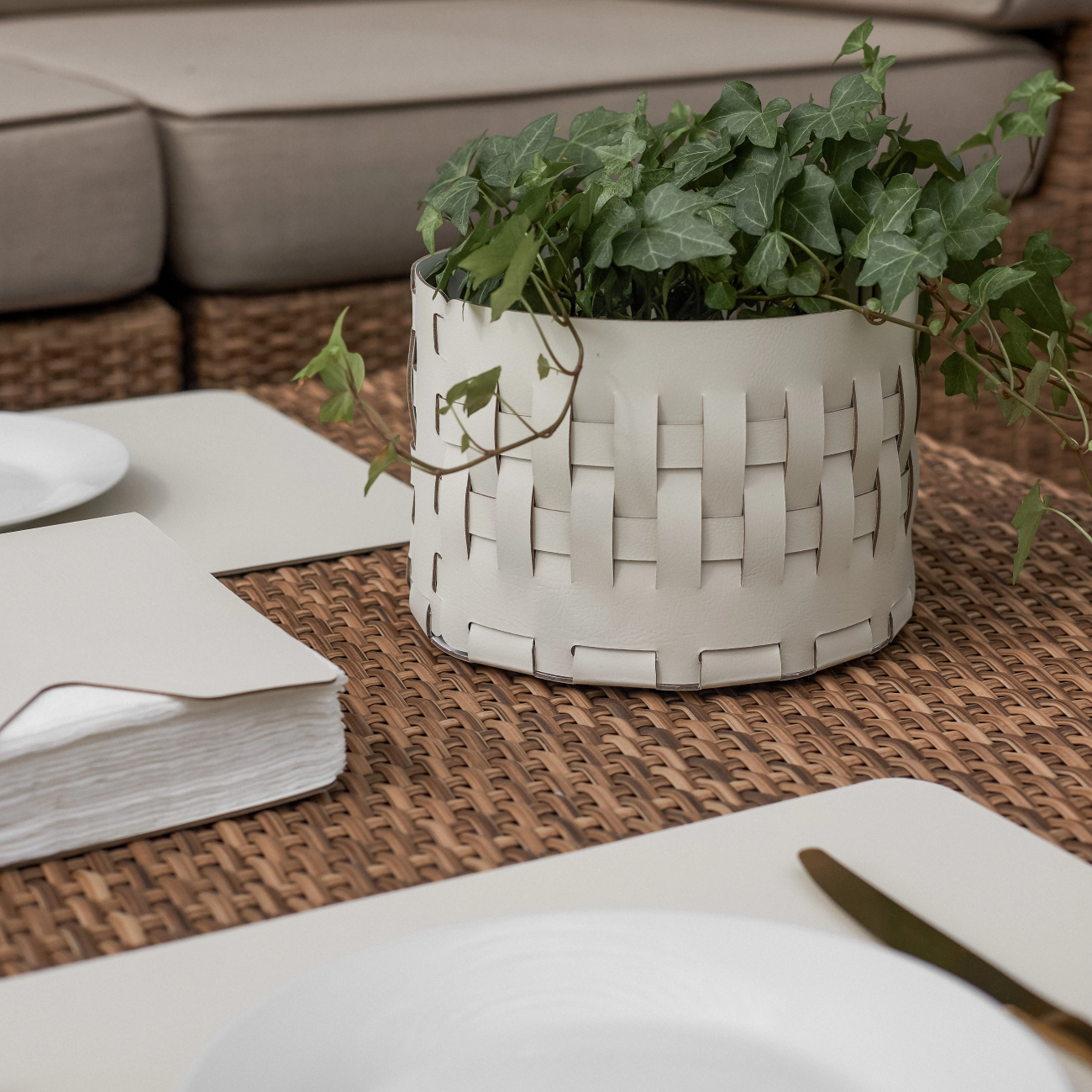 Корзина BOTTEGA круглая 12 см панна кота, кожа ADJ 1512.16.TS16