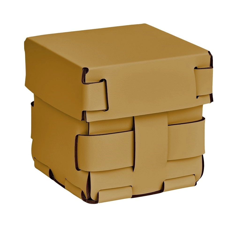 Корзиночка Mini BOTTEGA 12х12 горчица, кожа