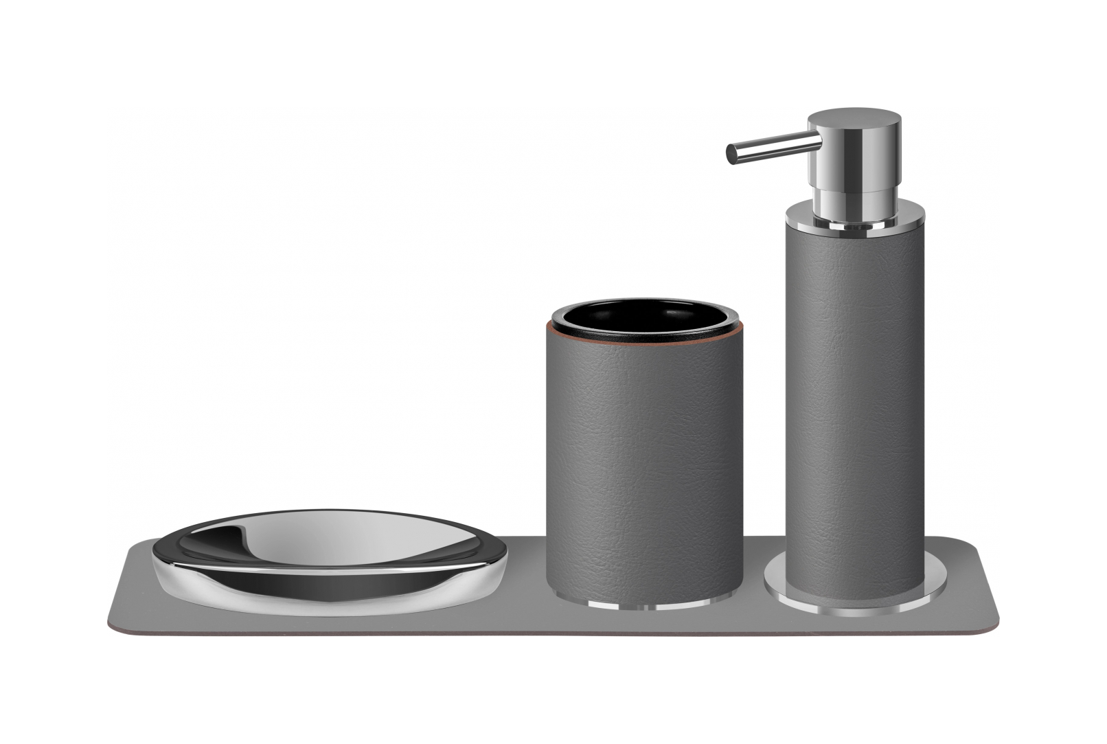 Диспенсер для мыла серая кожа, хром ADJ 4980.03.CR