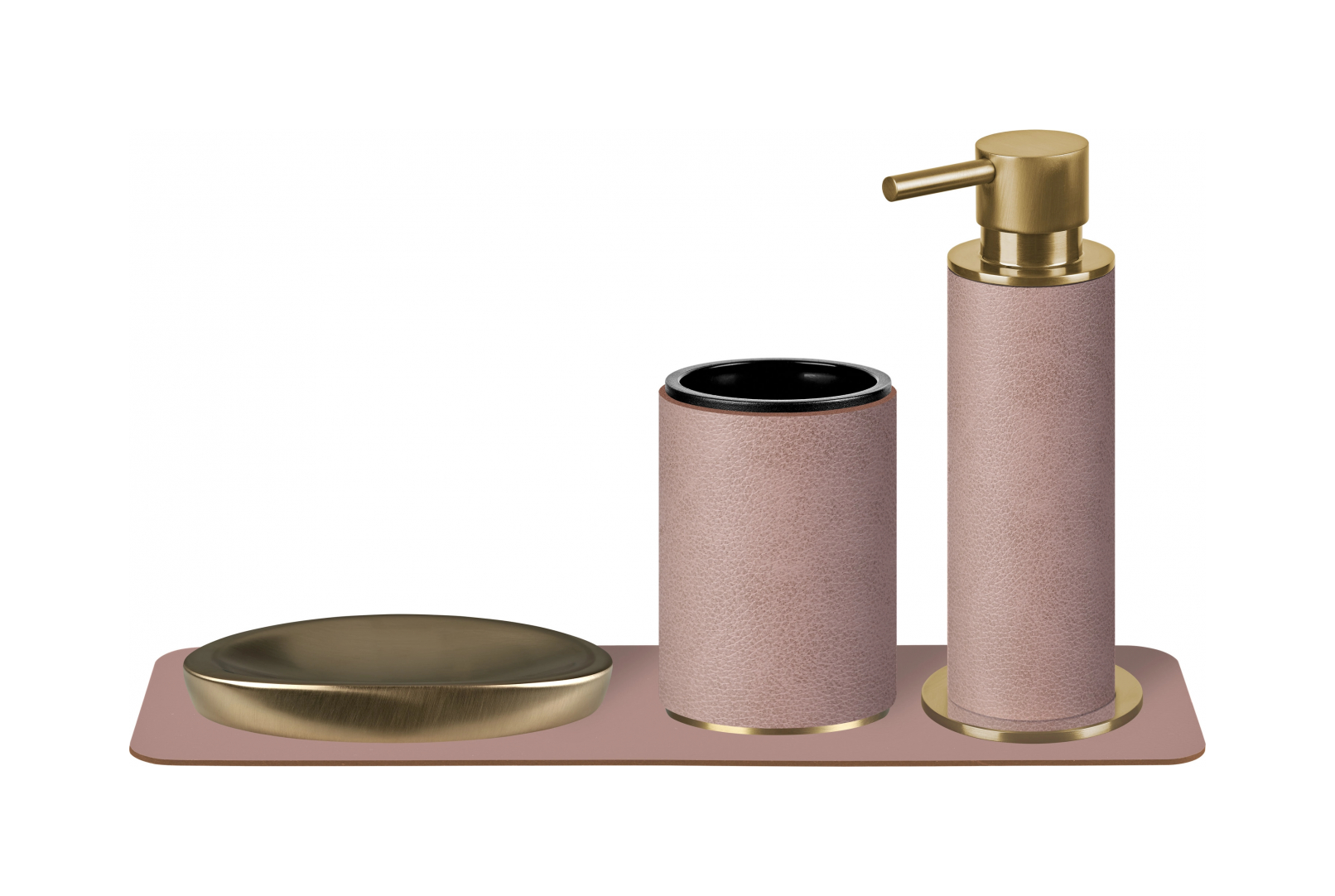 Диспенсер для мыла кожа пепельная роза, матовое золото – 2