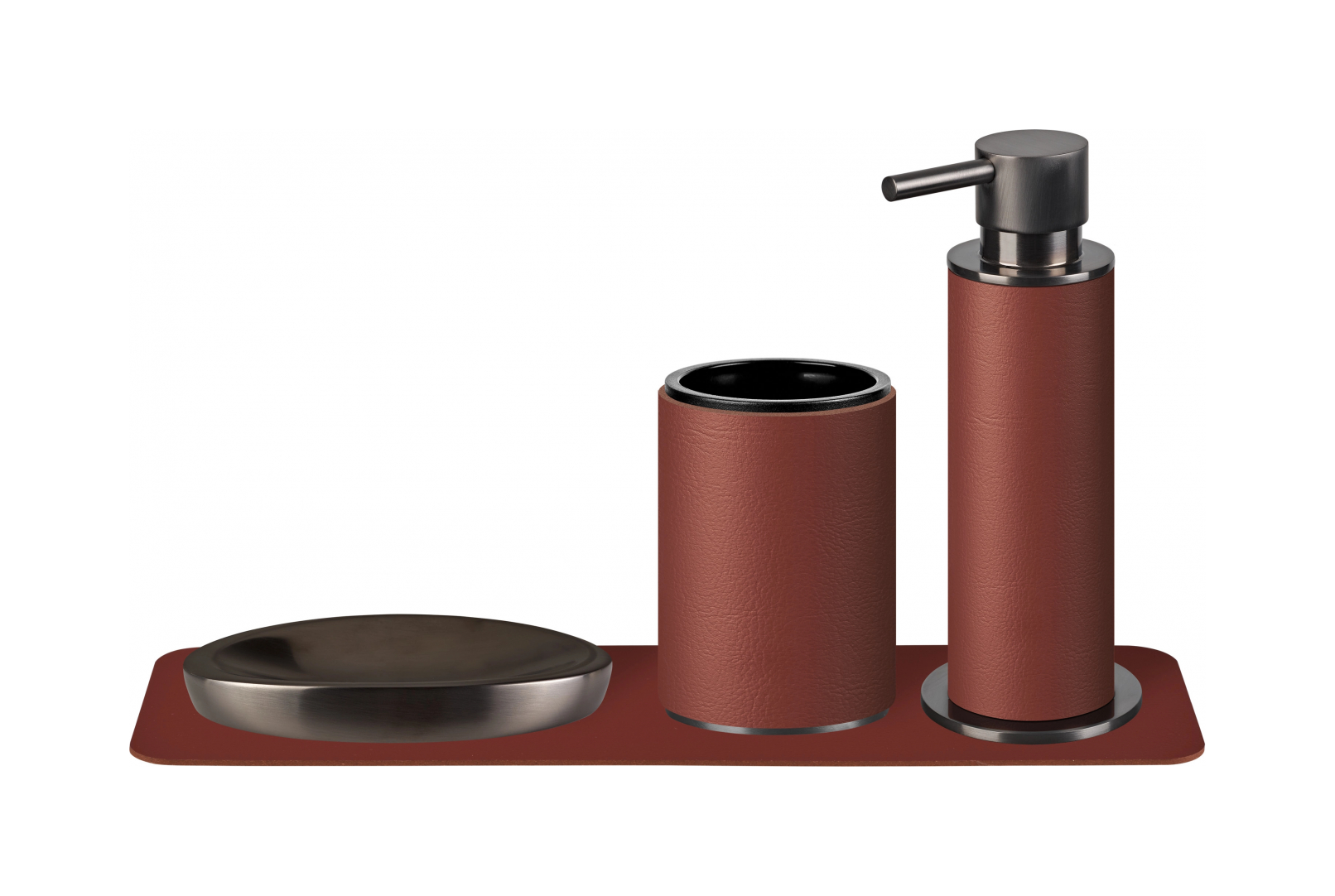 Диспенсер для мыла кожа бордо, матовый графит – 2