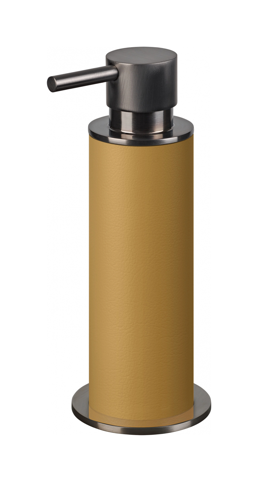 Диспенсер для мыла кожа горчица, матовый графит