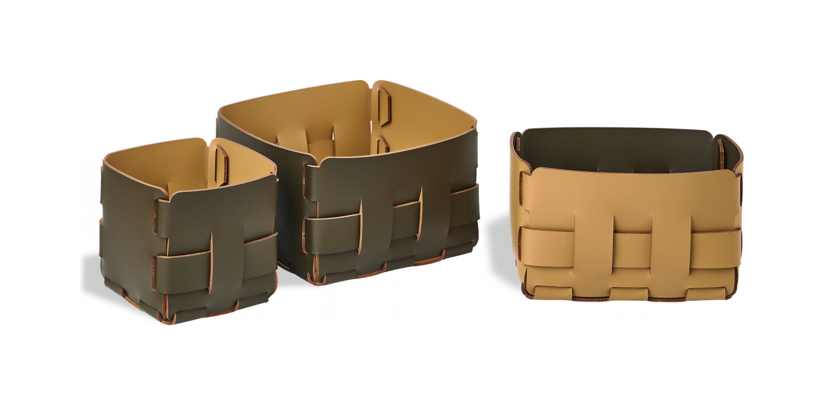 Корзиночка Mini BOTTEGA 12х12 олива, кожа – 2