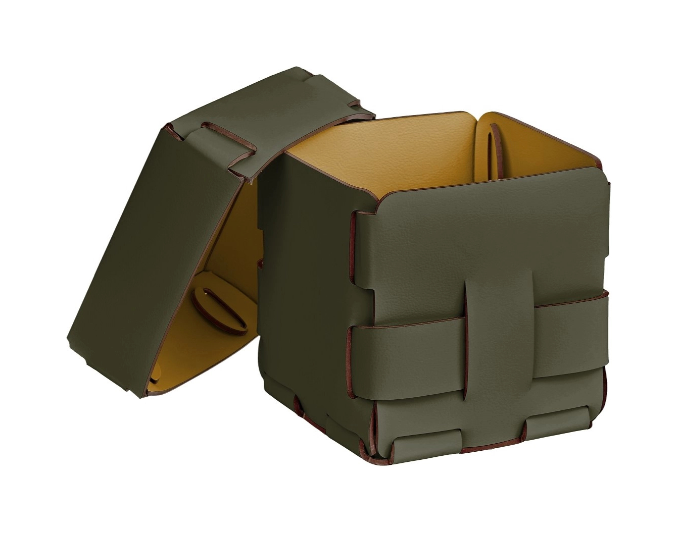 Корзиночка Mini BOTTEGA 12х12 олива, кожа ADJ 1013.55.TS30