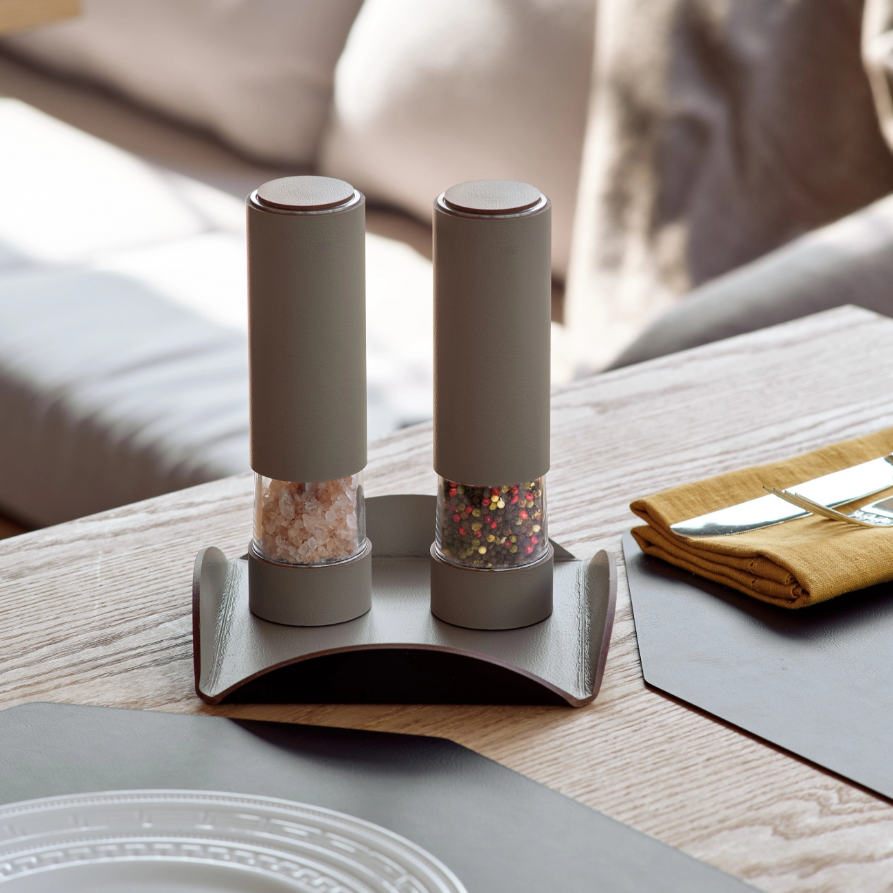 Электрическая мельница для специй 17 см капучино, кожа – 2