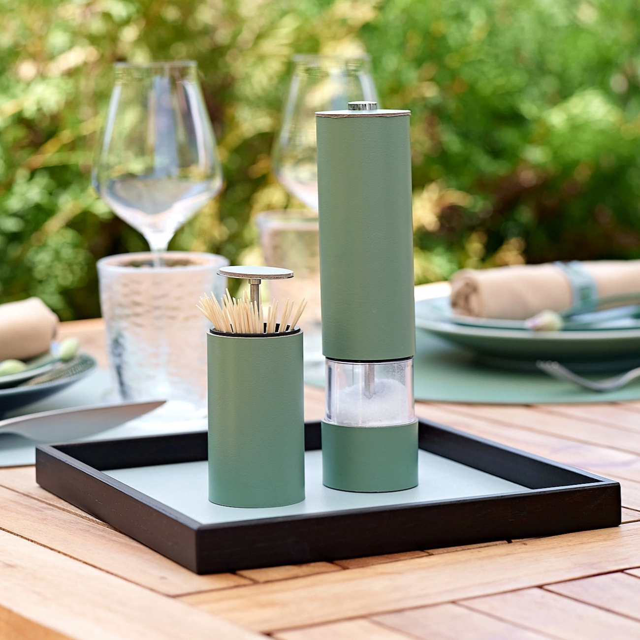 Электрическая мельница для специй 17 см эвкалипт, кожа – 2