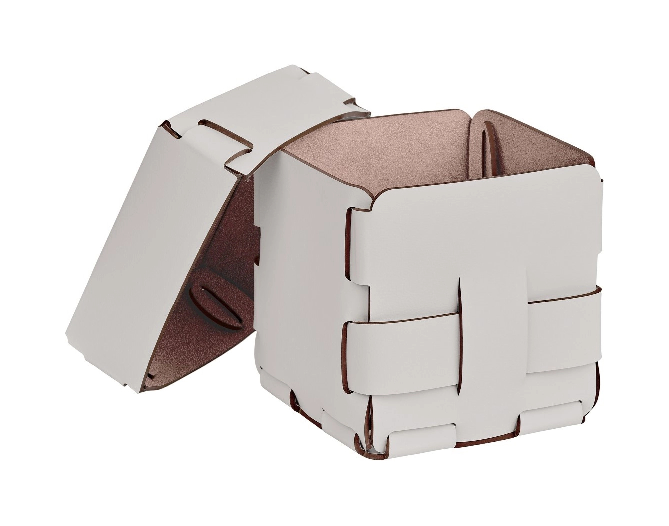 Корзиночка Mini BOTTEGA 12х12 устричная, кожа – 2