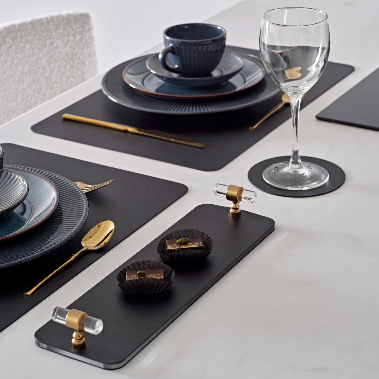 Костер круглый двусторонний 12 см чёрный-серый, кожа – 2