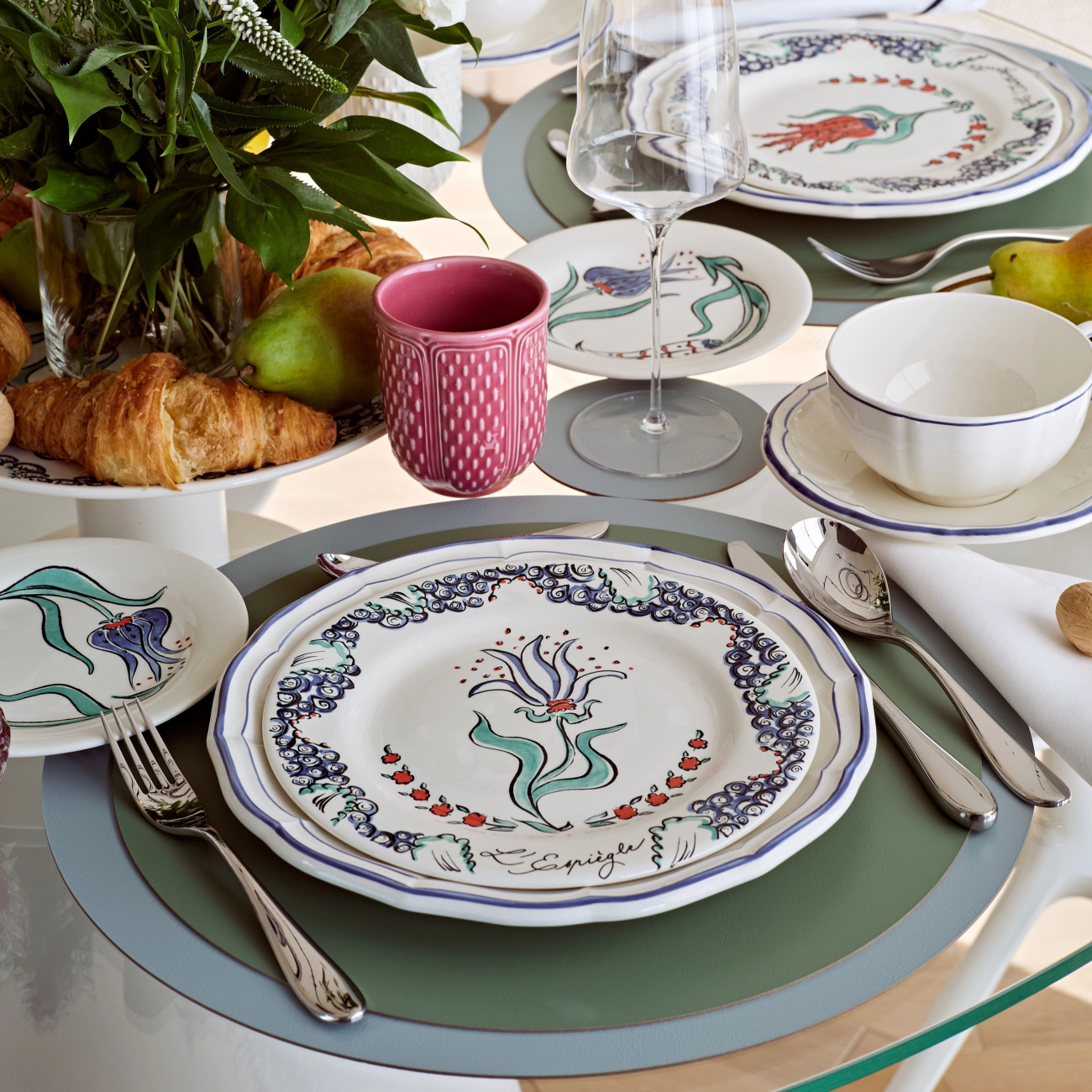 Костер круглый двусторонний 12 см небесно-голубой и эвкалипт, кожа – 2