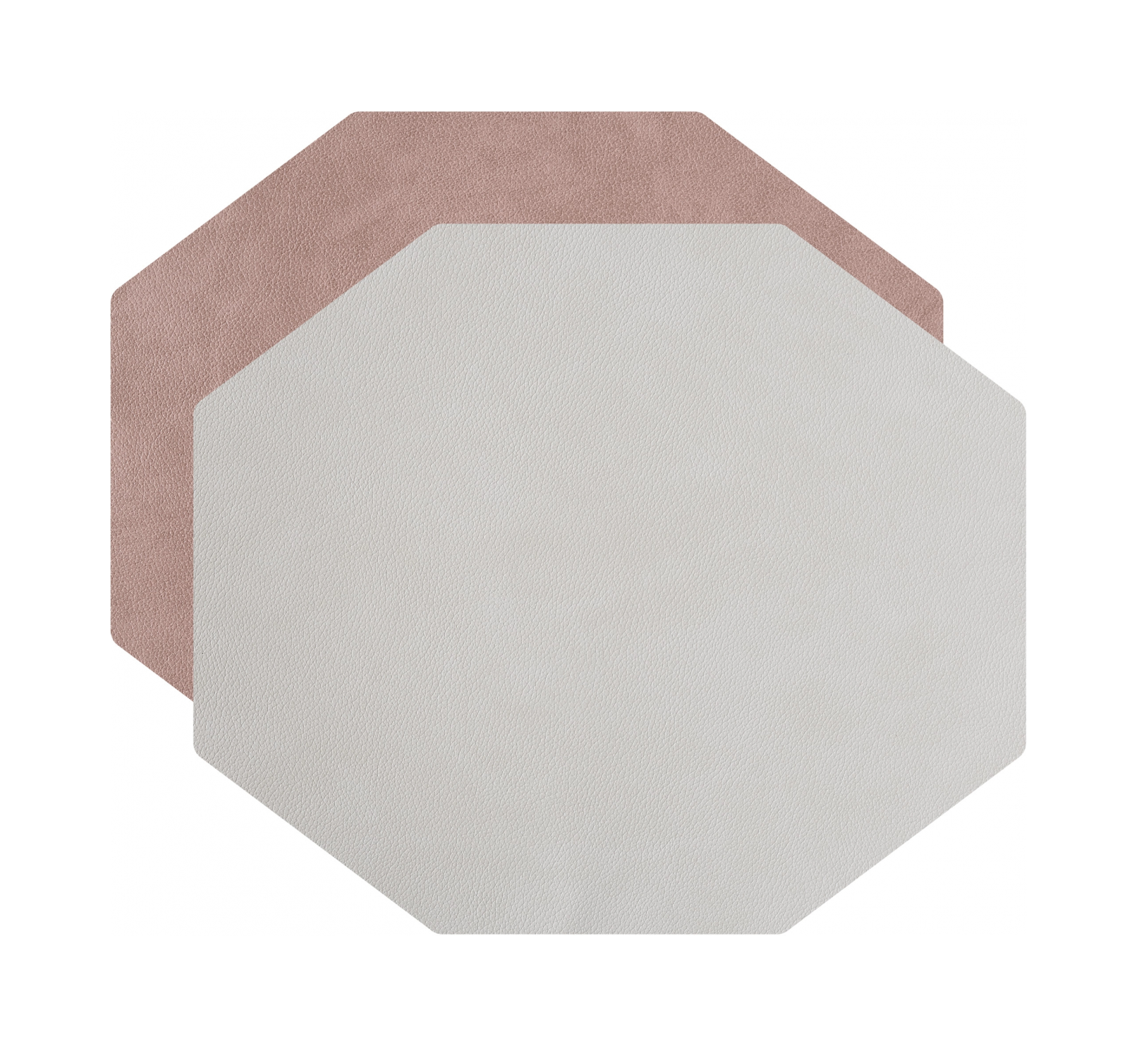 Плейсмат восьмиугольный двусторонний 44.5х38 см устричный-пепельная роза, кожа