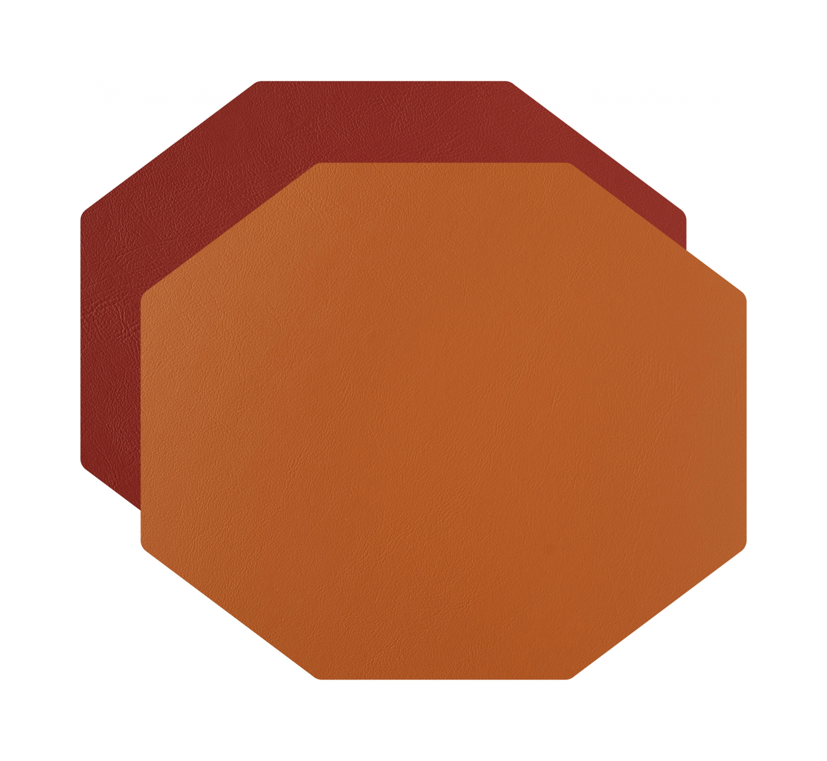 Плейсмат восьмиугольный двусторонний 44.5х38 см коньяк-бордо, кожа