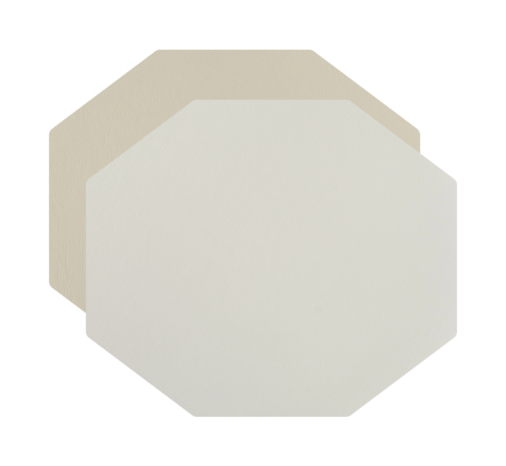 Плейсмат восьмиугольный двусторонний 44.5х38 см белый-панна кота, кожа