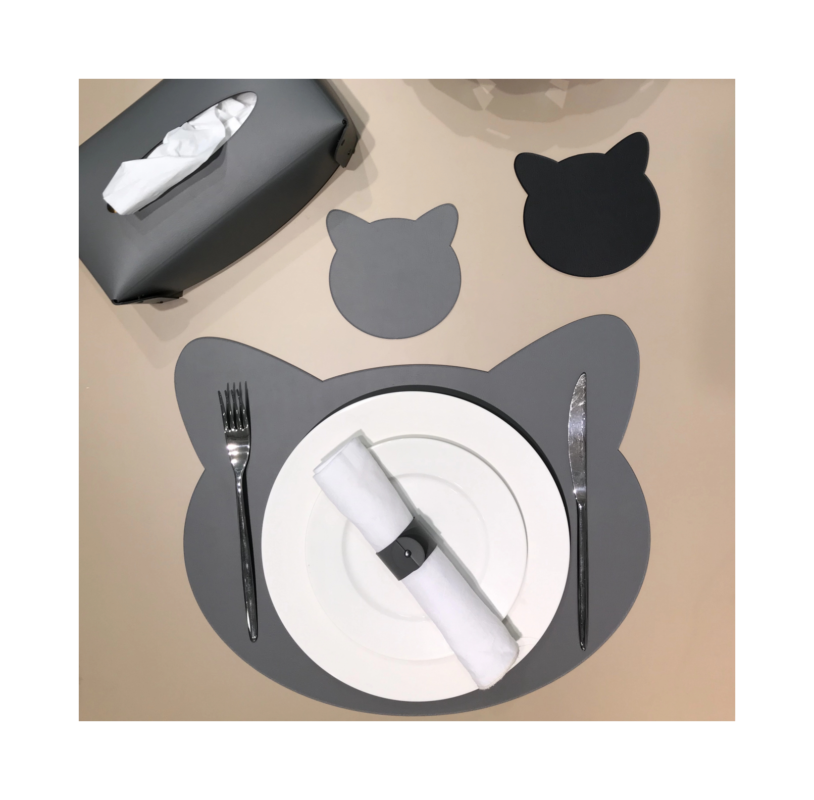 Костер детский CAT двусторонний 14х12 см чёрный-серый, кожа ADJ 0013.01/03.TS16