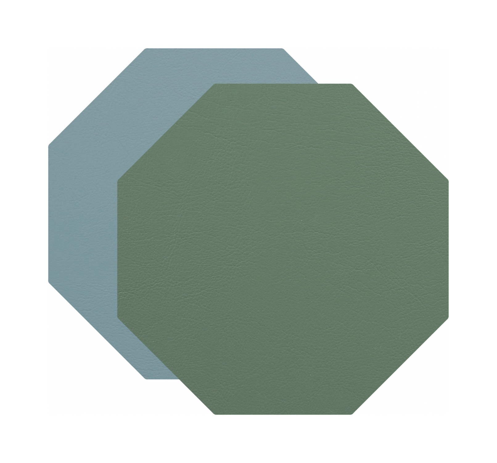 Костер восьмиугольный двусторонний 12х12 см небесно-голубой и эвкалипт, кожа