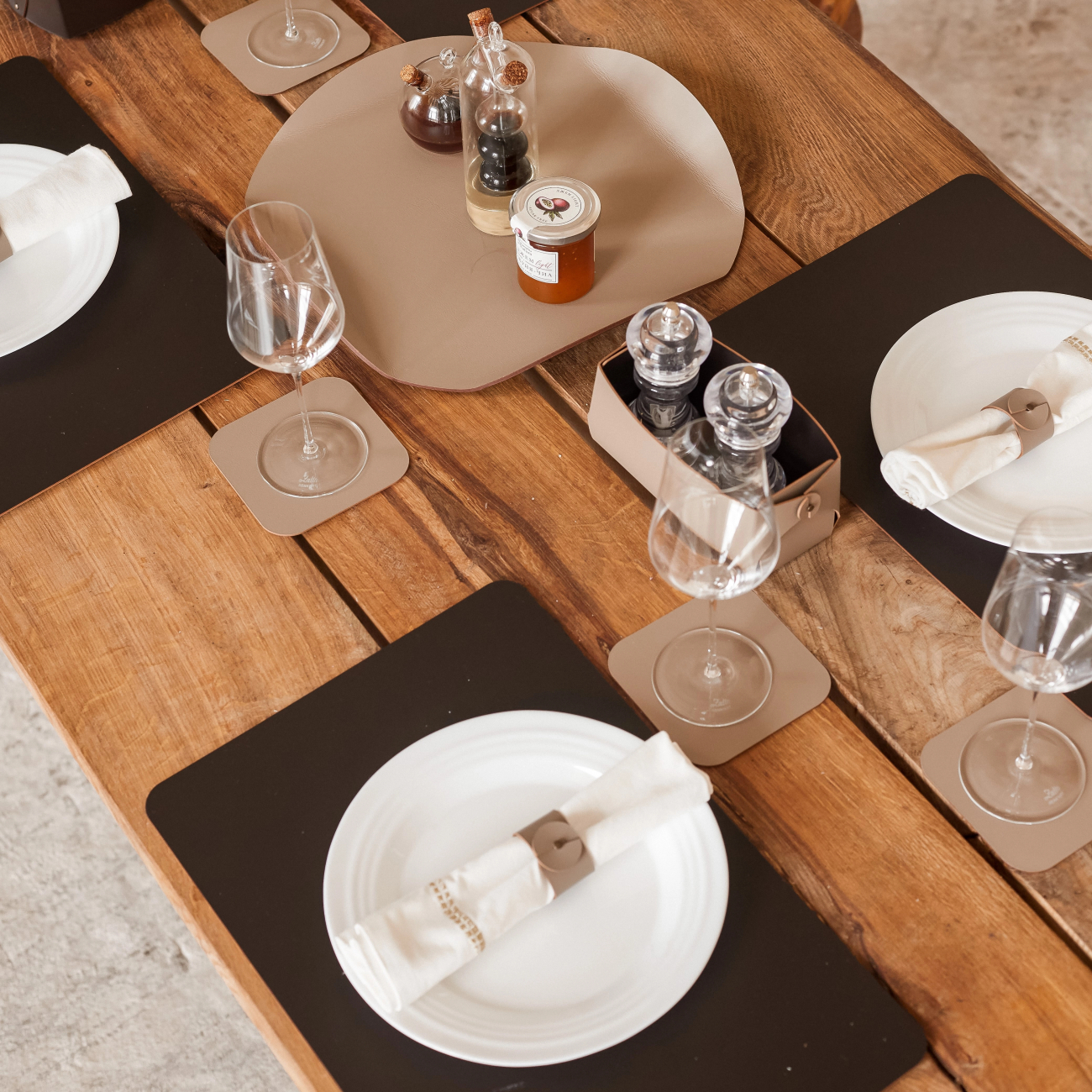 Костер квадратный двусторонний 12х12 см капучино-шоколад, кожа – 2