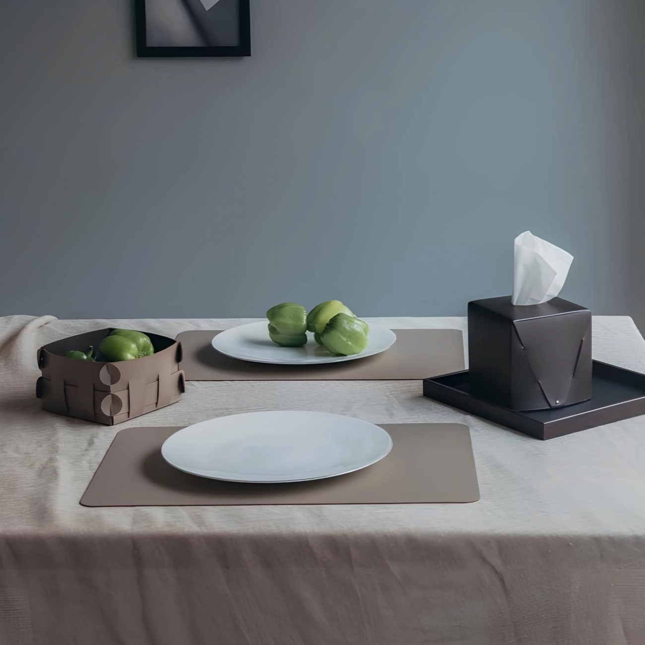 Плейсмат прямоугольный двусторонний 45х30 см капучино-шоколад, кожа ADJ 0002.04/06.TS16