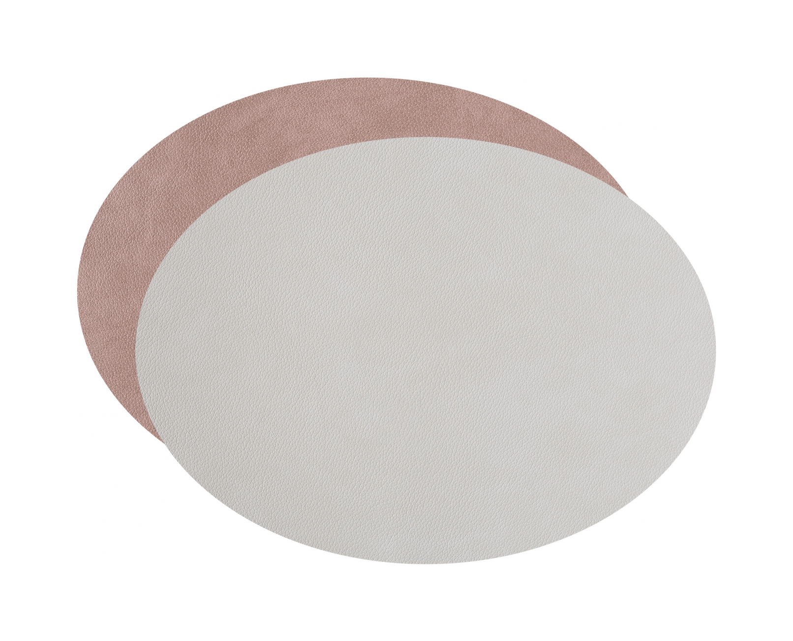 Плейсмат овальный двусторонний 47.5х35 см устричный-пепельная роза, кожа