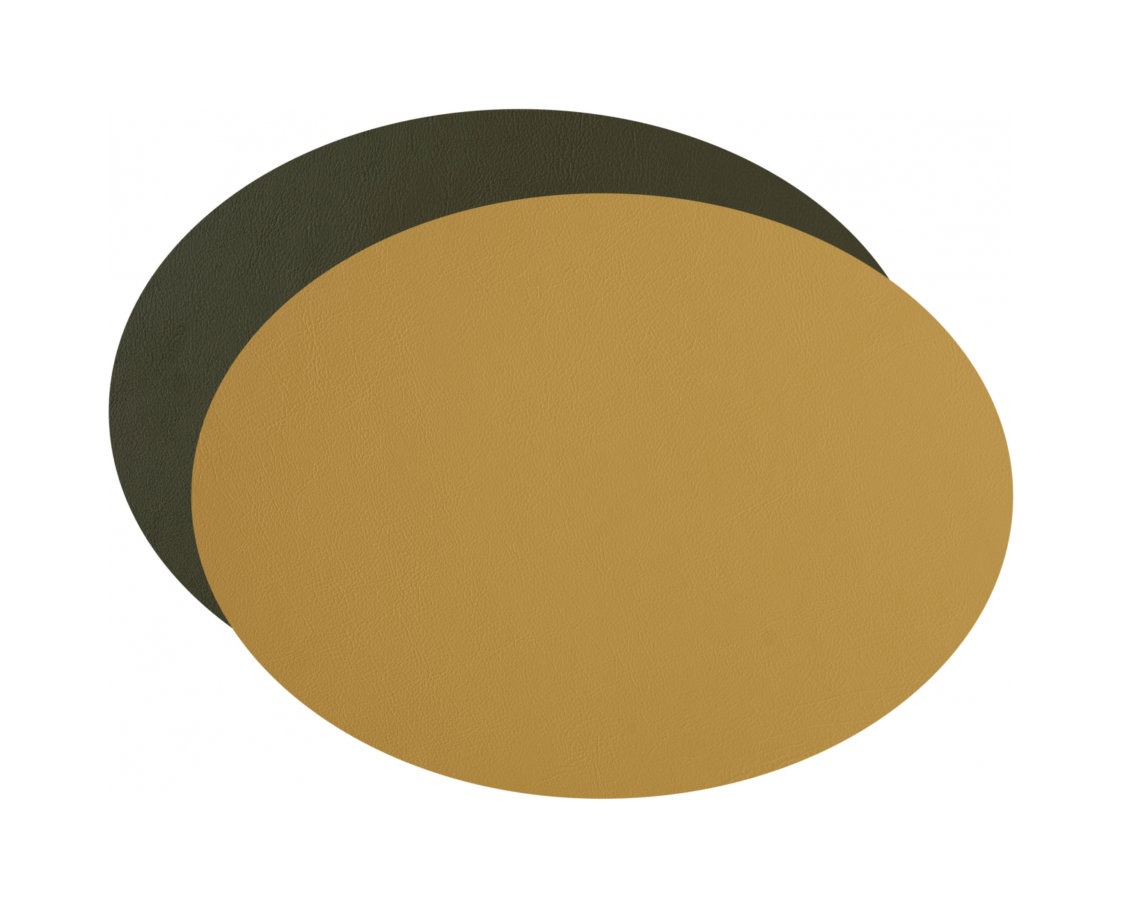 Плейсмат овальный двусторонний 47.5х35 см горчица-олива, кожа