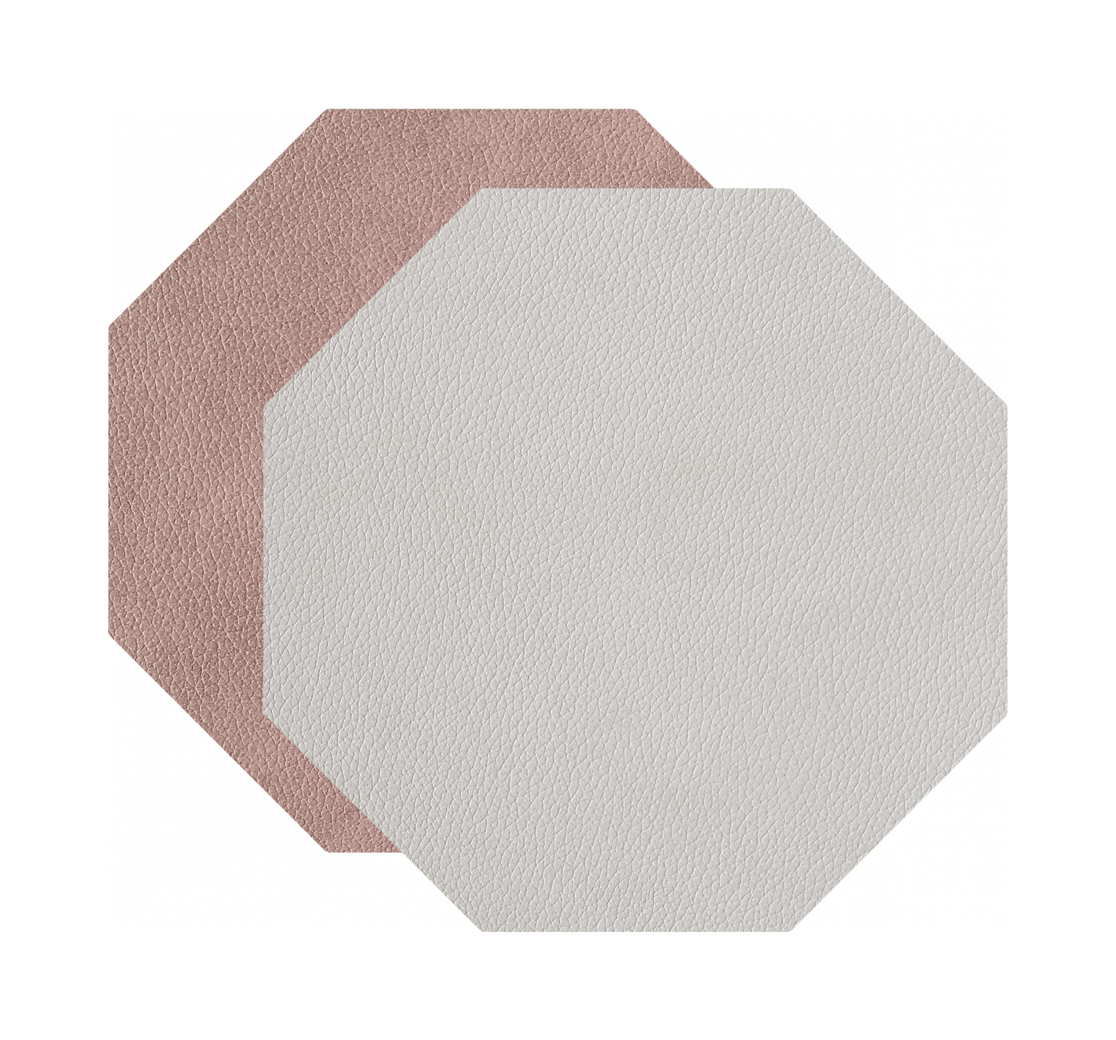 Костер восьмиугольный двусторонний 12х12 см устричный-пепельная роза, кожа