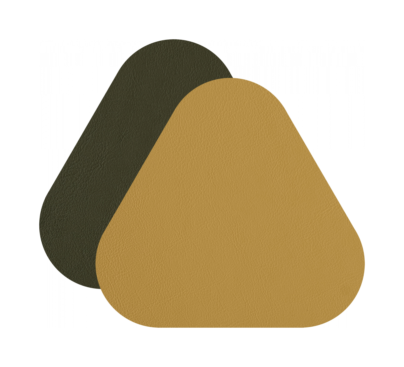 Костер треугольный двусторонний 12х12 горчица-олива, кожа