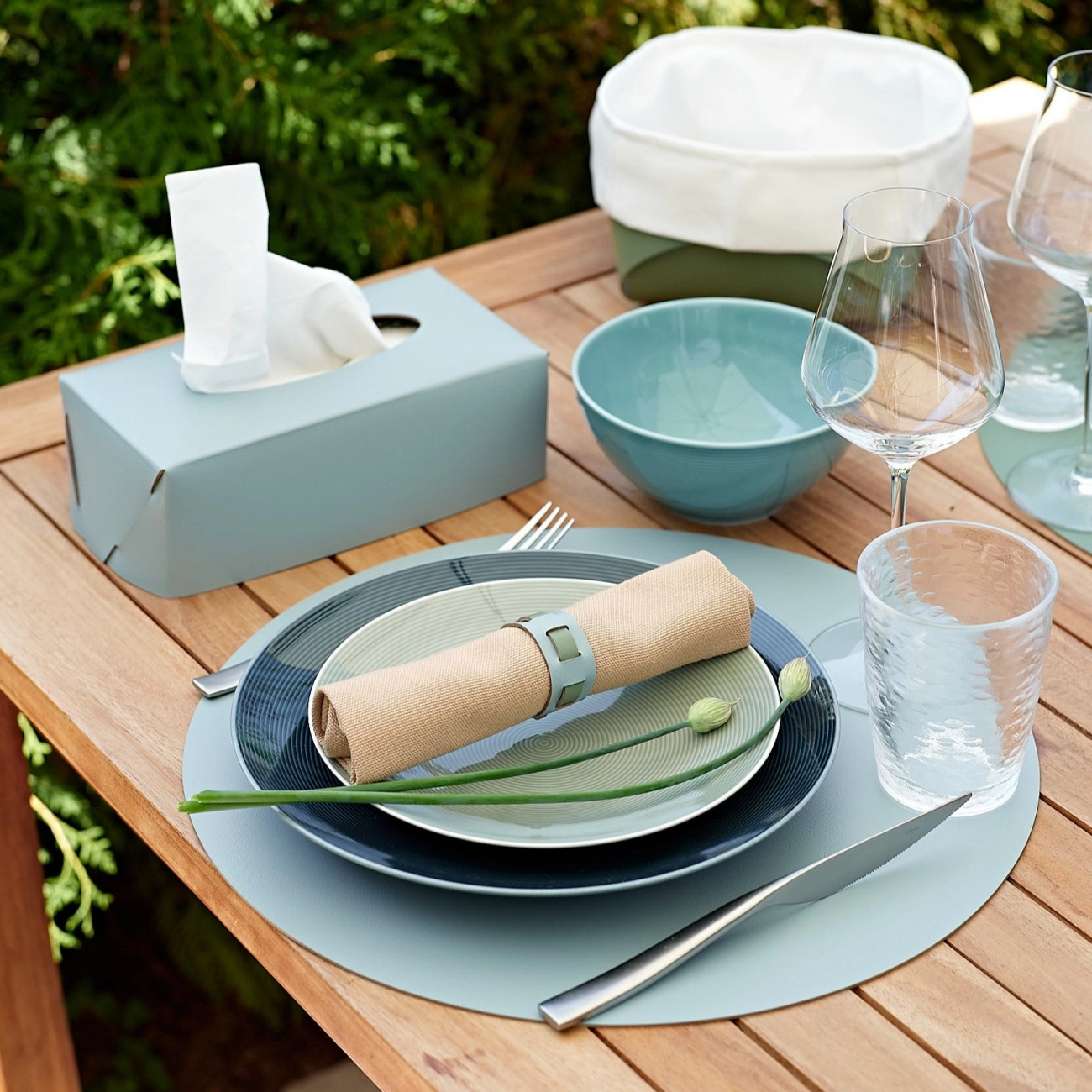 Салфетница для Kleenex 23x12 небесно-голубая, кожа – 2