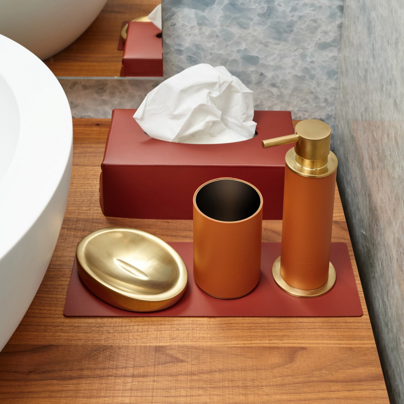 Салфетница для Kleenex 23x12 бордо, кожа – 2