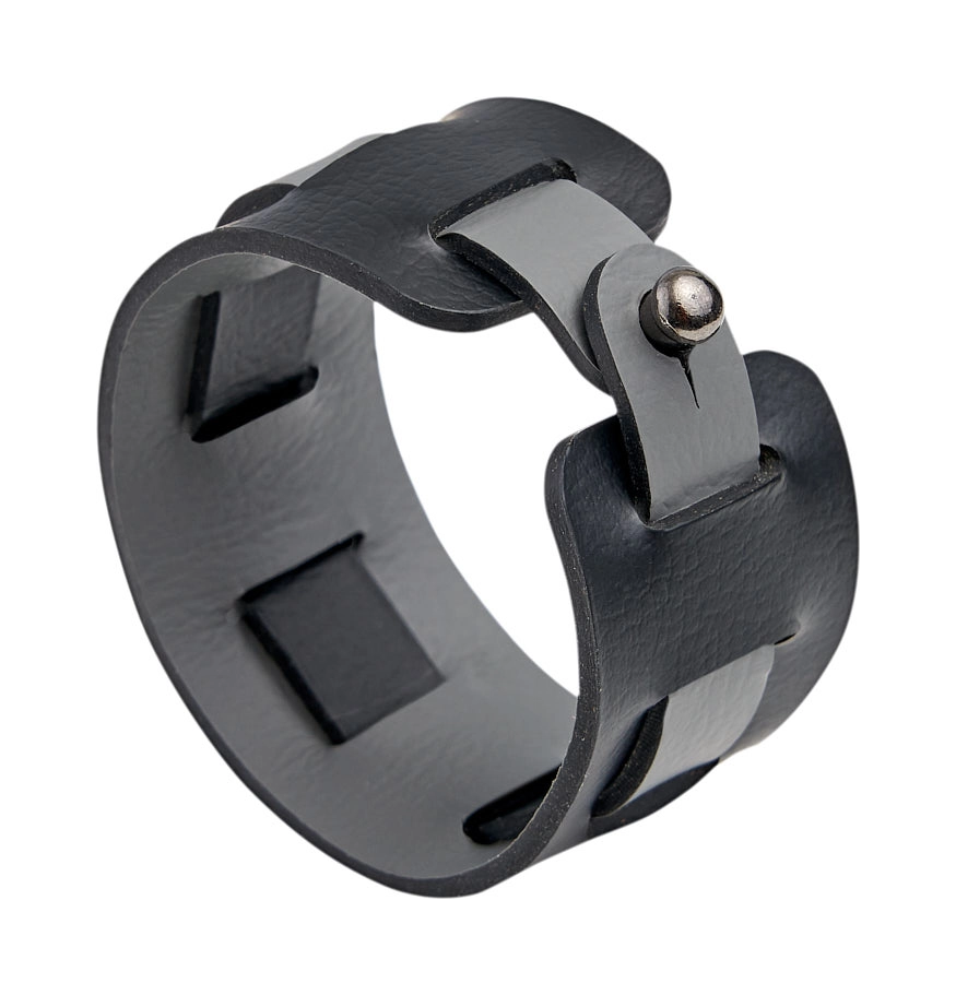 Кольцо для салфеток 5 см чёрное, кожа