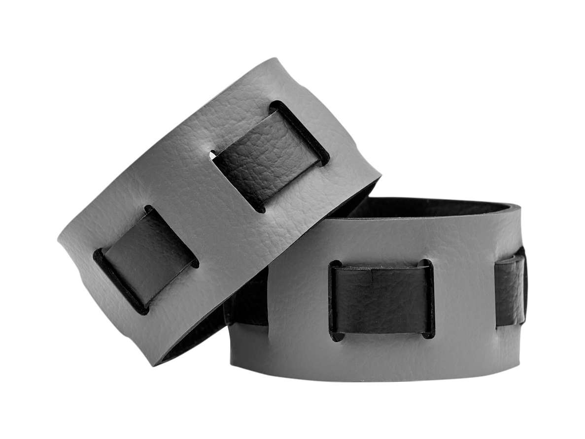 Кольцо для салфеток 5 см серое, кожа – 2