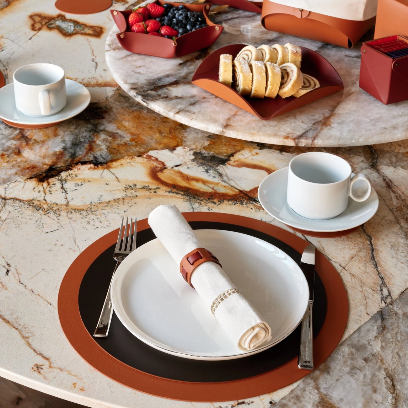 Кольцо для салфеток 5 см коньяк, кожа – 2