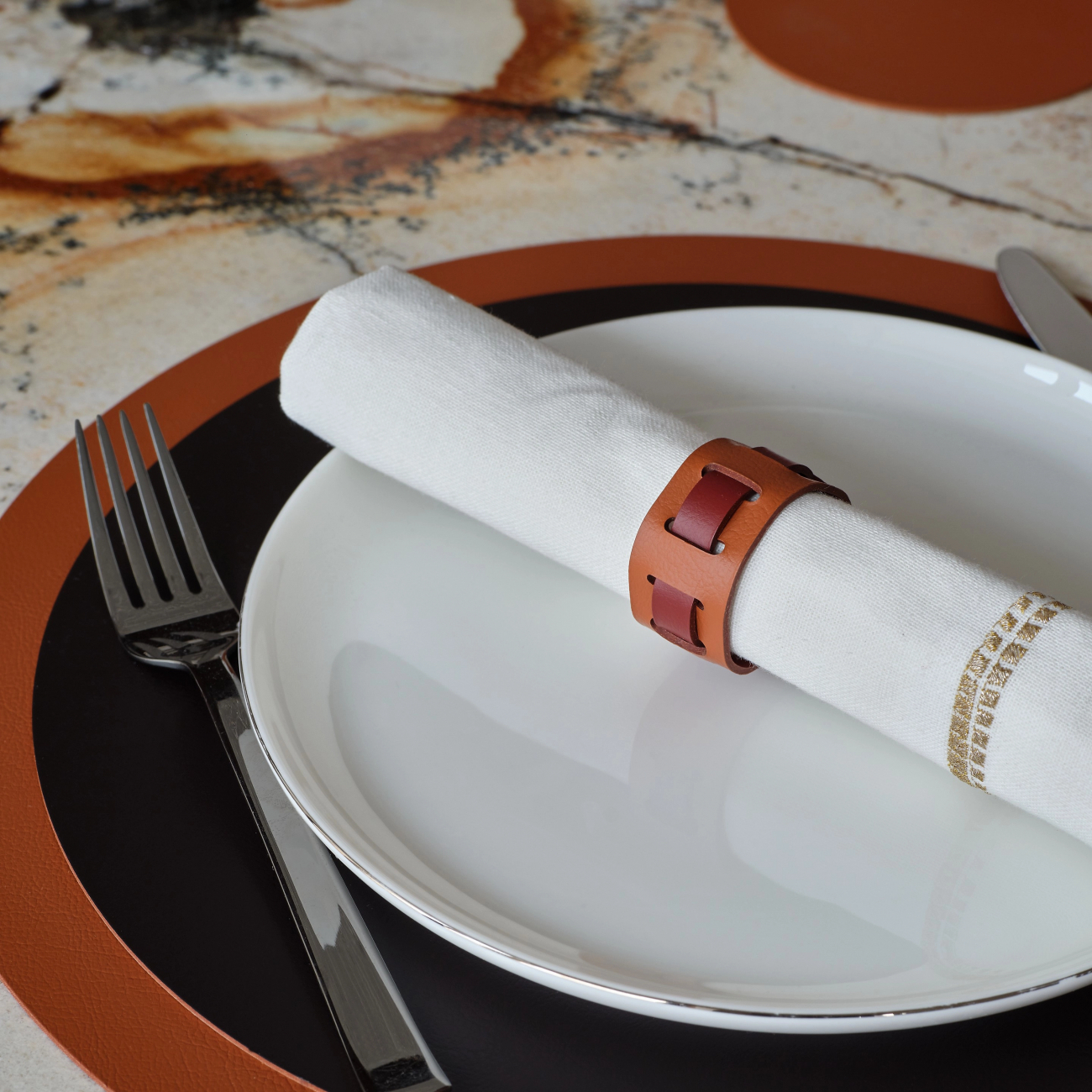 Кольцо для салфеток 5 см коньяк, кожа ADJ 010B.09.TS16