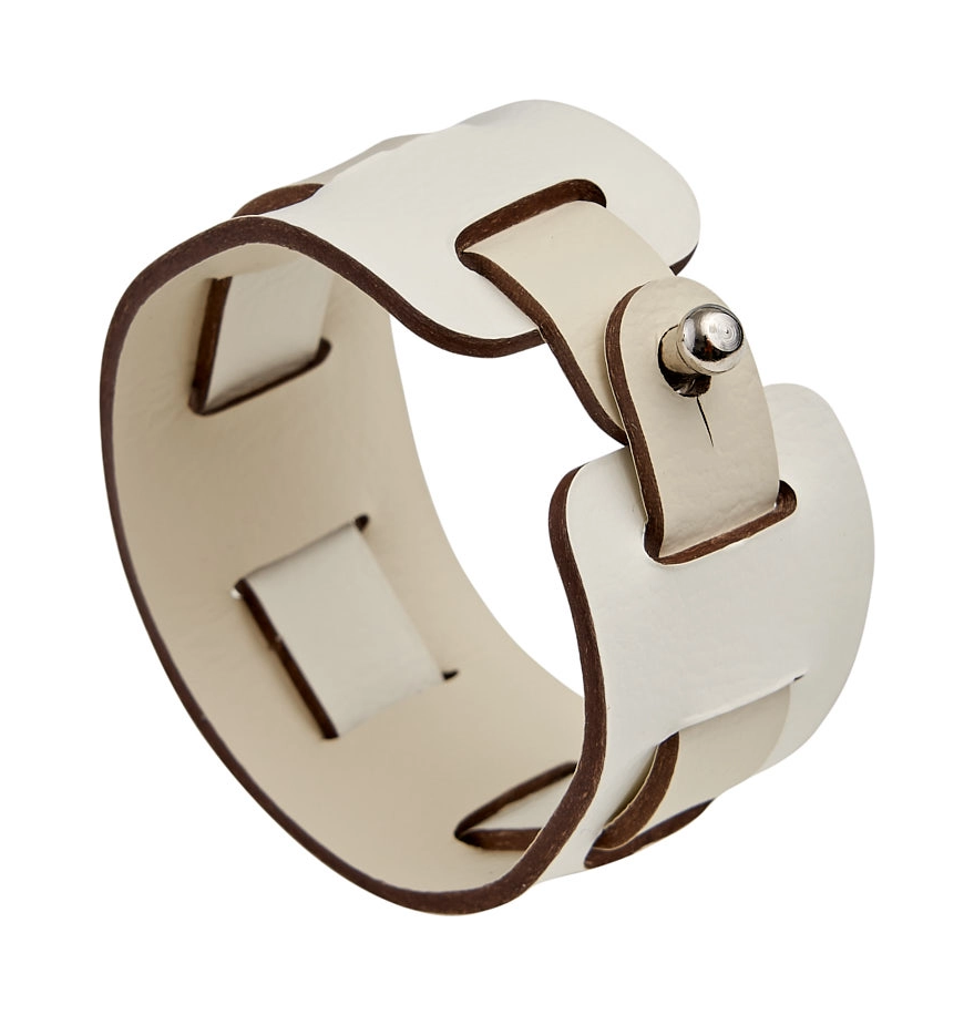 Кольцо для салфеток 5 белое, кожа