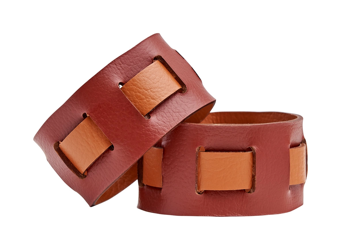 Кольцо для салфеток 5 см бордо, кожа – 2