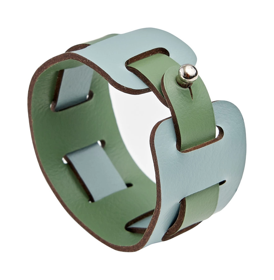 Кольцо для салфеток 5 см небесно-голубое, кожа