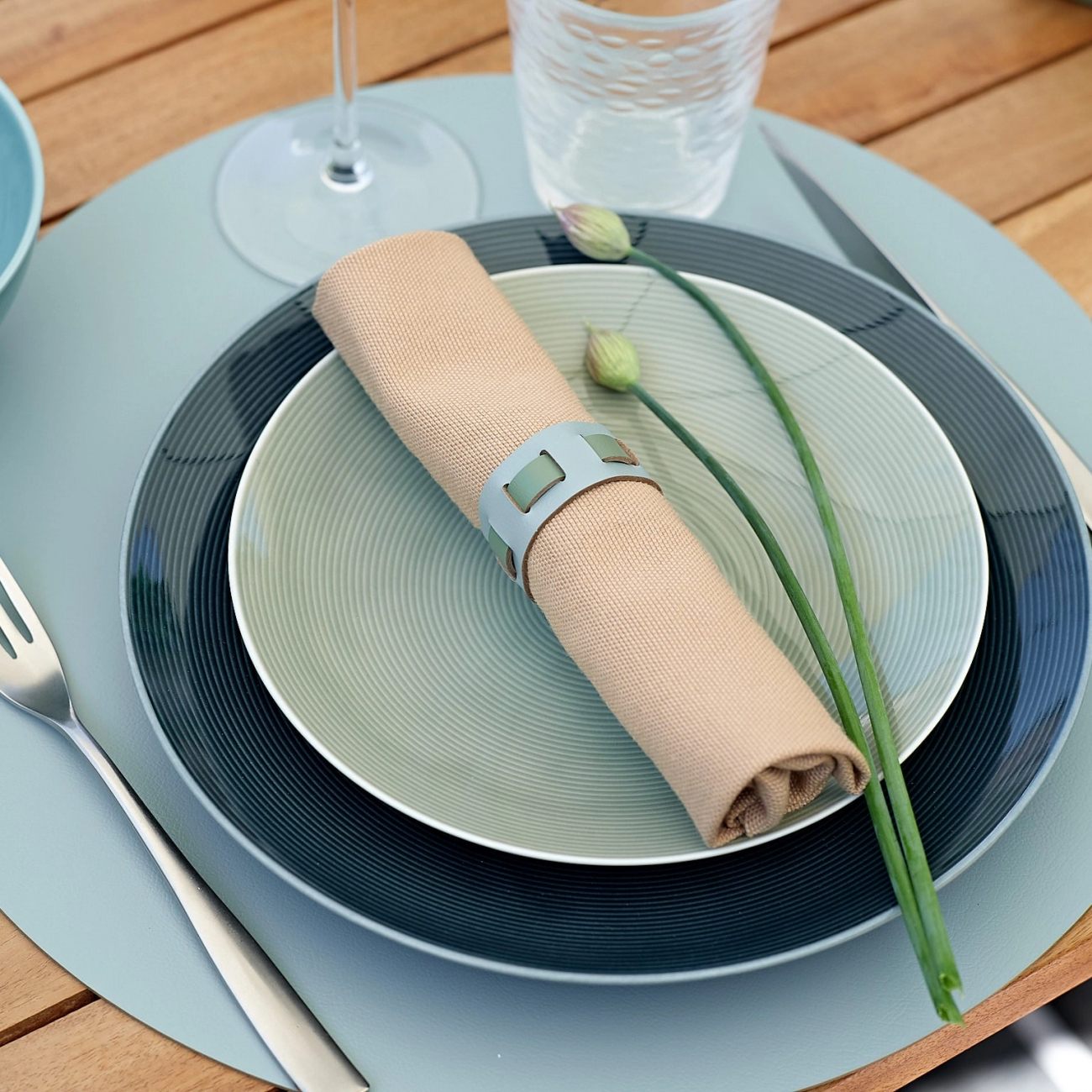 Кольцо для салфеток 5 см небесно-голубое, кожа ADJ 010B.50.TS16