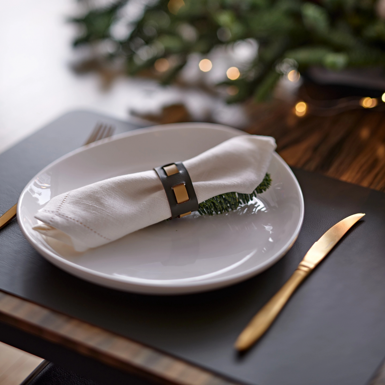 Кольцо для салфеток 5 см олива, кожа – 2