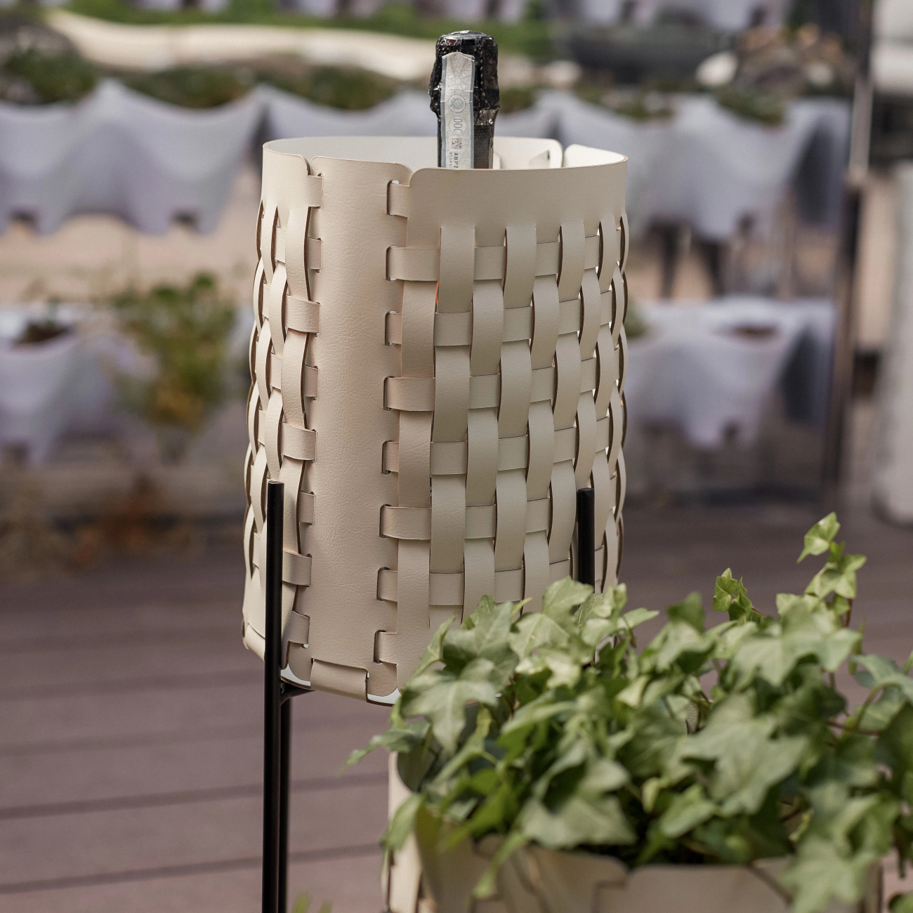 Корзина BOTTEGA круглая 20 см панна кота, кожа ADJ 1525.16.TS16