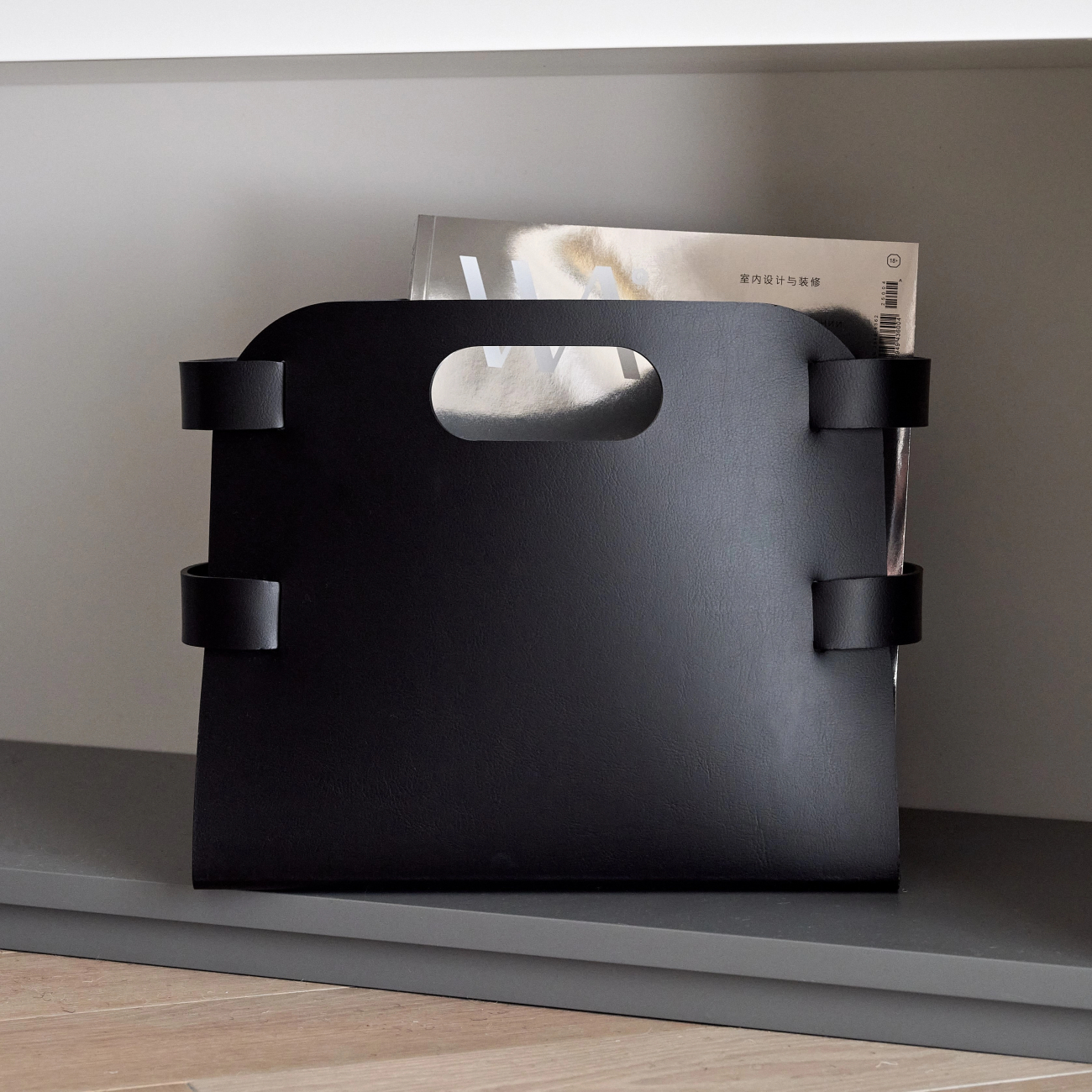 Журнальница 36х16 см чёрная, кожа – 2